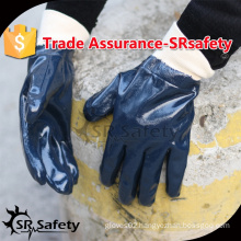 SRSAFETY blue nitrile fully dipped oil proof safety working glove/hand glove/oil proof safety glove